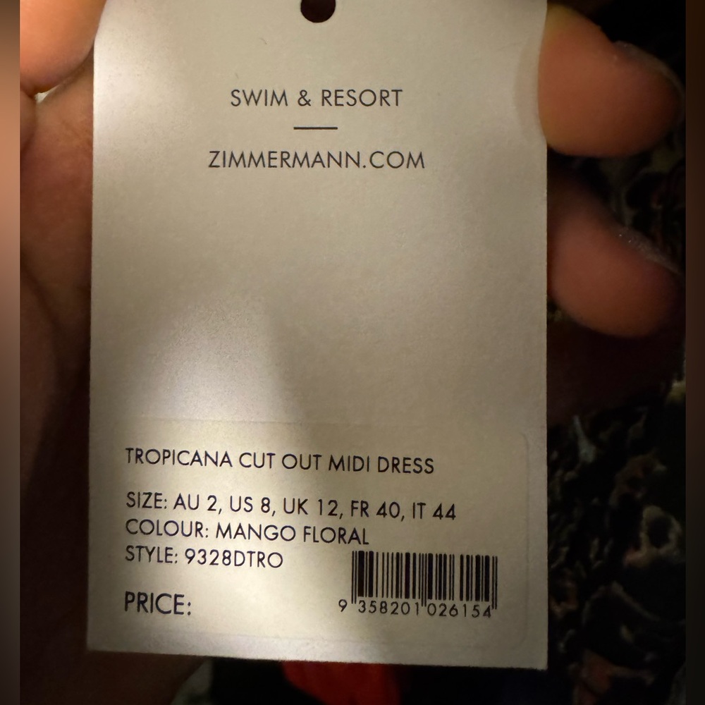 NWT Zimmerman Tropicana Cutout Midi Dress in Mango Floral - Picture 5 of 6